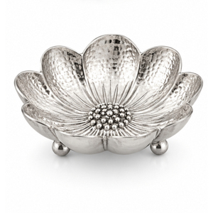 Bol décoratif de qualité supérieure en forme de fleur, en métal martelé plaqué argent, pour fruits, à poser sur la table, pour la décoration de la maison et des hôtels de luxe - Product Image 1