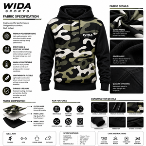 Sudadera con Capucha Personalizada de Forro Polar de Poliéster con Estampado de Camuflaje Negro Oliva por Sublimación - Product Image 6