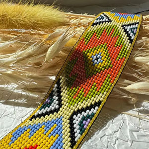 Collier ras du cou tendance à perles géométriques, style bohème tribal multicolore, collier large en perles de rocaille, collier folklorique ukrainien tissé, CADEAU - Product Image 5