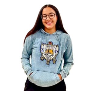 เสื้อฮู้ด Sigma Gamma Rho ลายมัดย้อม SGRho สีน้ำเงินทอง เสื้อผ้ากรีกพรีเมียม เสื้อสเวตเชิ้ตสุดเท่สำหรับชมรมนักศึกษา - Product Image 3