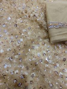 Sari de soirée élégant pour femme avec broderies de sequins et de dori, et chemisier assorti pour occasions spéciales - Product Image 4