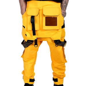 Pantalon cargo jaune Techwear pour homme, pantalon tactique multi-poches, streetwear hip hop, sangles à boucle, joggers punk urbain Harajuku - Product Image 3