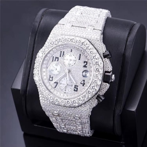 Hot Sale Luxury Moissanite Diamond <b>Watch</b> Iced Out Hip Hop Style Heavy Stainless Steel Band <b>Waterproof</b> <b>Watch</b> Available For Sale - Product Image 1