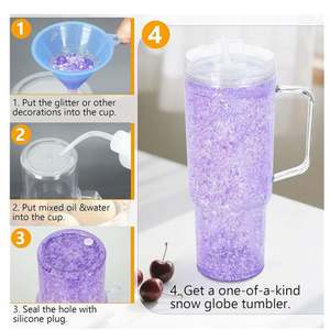 Vaso de Agua de Plástico PC de Doble Pared de 40 oz, Diseño Personalizado, Vaso con Asa Tipo Bola de Nieve - Product Image 4