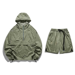 Waterproof Hooded Woven Jacket With Zipper Closure Autumn Utility Style Solid Black Polyester Outerwear - Product Image 5