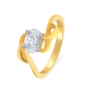 Bague Solitaire Entangled Style avec Diamant de Laboratoire de Qualité Supérieure Taille Ovale et Bande Torsadée Moderne en Or Jaune - Product Image 1