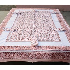 Mantel con estampado de bloque indio, Decoración de mesa de Navidad para el hogar, Jacquard decorativo para comedor, mantel de lino y algodón de lujo - Product Image 3