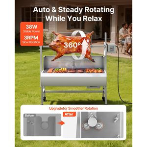 Griglia BBQ da Esterno 38W con Capacità di Carico di 60 kg, Girarrosto per Maiale e Agnello (7 Livelli di Altezza) - Product Image 2