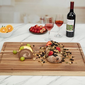 Tablas de Cortar Redondas de Madera con Asa, Tabla de Cortar de Cocina con Vetas de Madera Natural, Paquete Combinado - Product Image 2