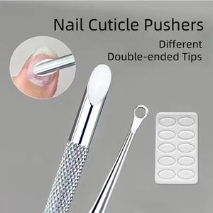 Pousse-cuticules double embout en acier inoxydable réutilisable pour manucure, soin de précision à double tête - Product Image 3
