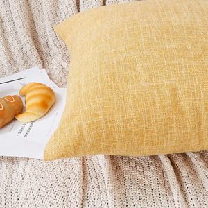 2025 Set of 2 Cream Cotton Linen Pillow Covers 18\" X 18\" Square Decorative Farmhouse Style Throw Pillows for Couch - Product Image 2