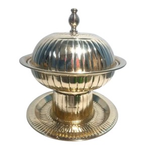 Elegant Luxury Handcrafted Metal Date Bowl With <b>Lid</b> For Ramadan Iftar Decor Silver Plated Arabic Khajoor <b>Pot</b> For Dry Fruits - Product Image 3