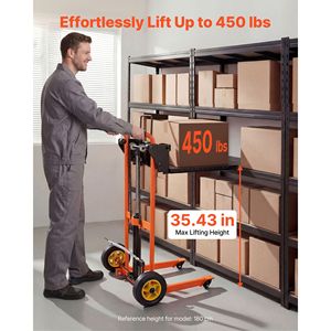 Carrello Elevatore Idraulico con Capacità di Carico di 450 Libbre, Tavolo Elevatore da 35,4 Pollici, Sollevatore di Materiali con Verricello - Product Image 2