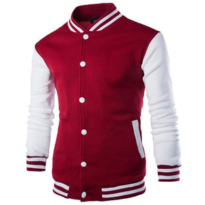 เสื้อแจ็คเก็ตวาร์ซิตี้สีแดงขาวสำหรับผู้ชาย สไตล์พรีปปี้ ทรงเข้ารูป ปกคอพับ ผ้าโพลีเอสเตอร์ผสมคอตตอน แขนยาวปกติ สำหรับฤดูใบไม้ร่วง - Product Image 5