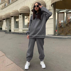 Ensemble de survêtement surdimensionné personnalisé en gros, unisexe, hiver, polaire épais, poids lourd, 100% coton, ensemble de pantalon de survêtement et de sweat-shirt personnalisé - Product Image 3
