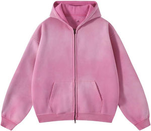 Sudadera con capucha y cremallera con logotipo personalizado Glory, lavado ácido, de alta calidad, 400GSM, de algodón y forro polar, para uso casual. - Product Image 1