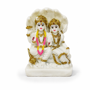 Statue artisanale en résine Art Déco du Dieu Krishna et de la déesse Radha, figurine décorative traditionnelle rectangulaire HOME GENIE pour présentation sur table - Product Image 1