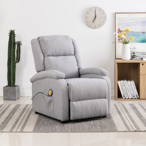 Poltrona reclinabile per massaggio in tessuto grigio chiaro - Product Image 1