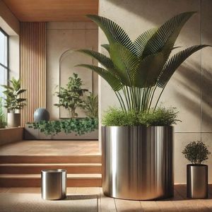 Jarrón decorativo extragrande de latón puro con detalles plateados, ideal para decoración de hoteles y resorts. Hecho de latón 100%. - Product Image 5