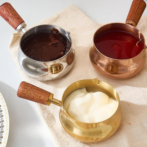 Chauffe-lait et beurre en acier inoxydable avec poignée en bois, petite casserole de cuisson pour cuisine, hôtel, restaurant, chauffe-lait pour produits laitiers - Product Image 6