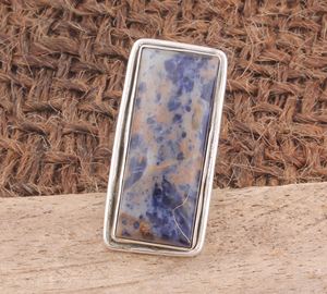 Anillo Rectangular de Sodalita Natural, Plata de Ley 925, Joyería Geométrica con Piedras Preciosas, para Mujeres y Hombres, Clásico para Bodas, Diseño Personalizado al por Mayor - Product Image 5
