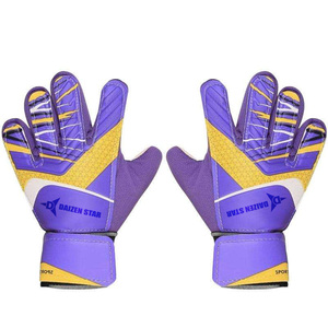 Guantes de Portero de Fútbol Daizen Star, Látex Morado y Amarillo, Dedos Completos, Antideslizantes, Transpirables, con Cierre de Gancho y Bucle, Correa de Muñeca Ajustable - Product Image 1