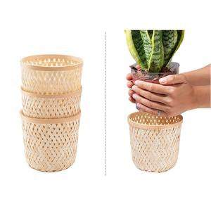 Meilleure vente de cache-pot en bambou naturel tissé à la main pour plantes d'intérieur fabriqué au Vietnam - Product Image 3