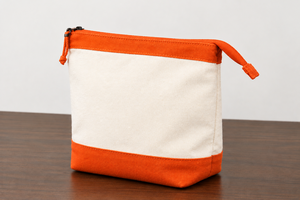 Pochette cosmétique en toile de coton rose foncé bicolore, pochette à maquillage réutilisable, trousse de toilette à fermeture éclair pour un usage quotidien - Product Image 4