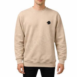 Bulk Order Plain Beige Crew Neck Sweatshirt Heavy 360gsm French Terry <b>Pullover</b> Basics Custom Logo Printed Winter <b>Jumper</b> - Product Image 3