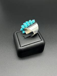 Bague large ajustable en argent sterling turquoise, certifiée IGI, bijou en pierre précieuse naturelle, bague statement pour femme, idéale pour festival et anniversaire - Product Image 5