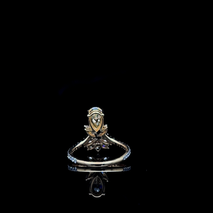 fancy yellow pear cut diamond floral cluster <b>ring</b> with marquise accents split shank luxury bridal <b>cocktail</b> jewelry - Product Image 3
