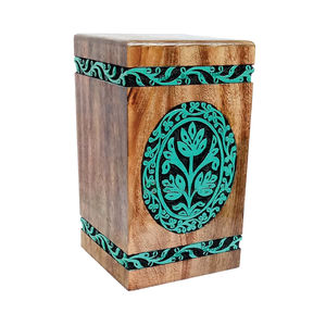 Artisan Hand-Carved Wood Urn - Premium Solid wood Finish Cremation <b>Box</b> - Custom <b>Memorial</b> Funeral Supplies Wholesale <b>Wooden</b> Urns - Product Image 5