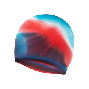 Bonnet de bain en silicone multicolore unisexe, ajustement élastique, design coloré - Product Image 1