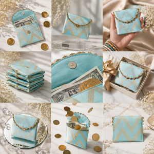 Indian Handmade Coin Envelope Ethnic Wedding Cash Holder Bridal Return Gift Pouch Festive Favor Bag <b>Small</b> Jewelry <b>Wallet</b> - Product Image 5