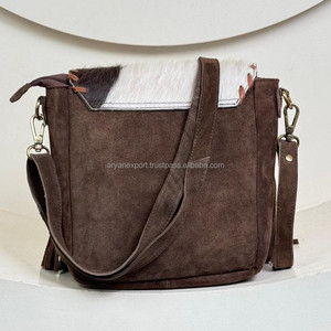 Usine personnalisée en gros 2025 nouveau Design grande capacité en cuir suédé véritable frange sac à bandoulière femmes luxe sac à main en peau de vache - Product Image 5
