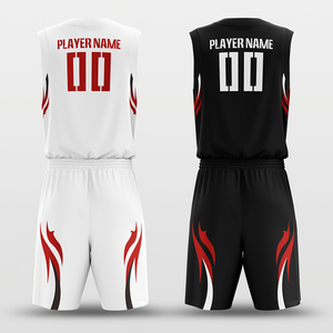 Ensemble de maillots de basket-ball personnalisés, blanc et noir, sans manches, nom et numéro du joueur sublimés, 100% polyester, évacuation de l'humidité, unisexe adulte - Product Image 1