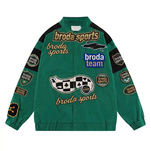 Chaquetas de Carreras Retro Blancas de Sarga de Alta Calidad Personalizadas OEM 2026 al por Mayor, Chaquetas Vintage de Carreras de NASCAR de Tallas Grandes para Hombre - Product Image 3