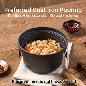 WANGYUANJI Pentola Olandese in Ghisa con Coperchio in Legno, Sicura, Senza Rivestimento, Pentola Profonda per Campeggio, 7.9 Pollici, con Manici in Ghisa - Product Image 5