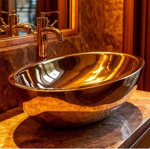 High Quality Rectangle Brass Wash Basin Luxury <b>Bathroom</b> Vessel <b>Sink</b> Hammered Finish Premium Metal <b>Bowl</b> Basin Premium Art Decor - Product Image 3