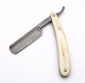 Professional <b>Straight</b> <b>Razor</b> With Damascus <b>Blade</b> And Bone Handle Single <b>Blade</b> For Barber Shop Face Shaving Men <b>Straight</b> <b>Razor</b> - Product Image 1