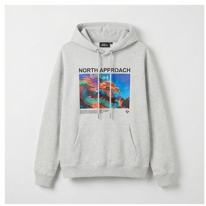 Sweat-shirt à capuche gris pour homme North Approach avec imprimé dragon, poche avant, coupe classique, vêtement d'automne - Product Image 1