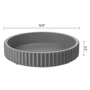 Assiette à gâteau ronde en céramique écologique de style américain, diamètre 10,9 pouces, design minimaliste, passe au lave-vaisselle, couleur grise - Product Image 1