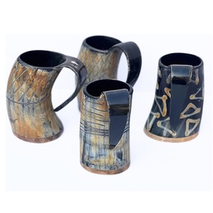 Gobelets en corne naturelle, tasses en corne pour vin et bière, mugs à boisson uniques, parfaits pour les fêtes, les mariages et autres événements. - Product Image 2