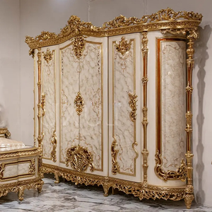 Juego de Dormitorio con Cama King Size de Madera de Caoba Maciza, Tapizada y con Tafetán, Estilo Europeo Clásico, Francés, Antiguo y de Lujo - Product Image 4