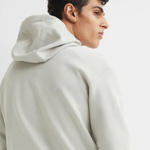 Sweat-shirt en molleton à capuche gris clair pour homme, coupe classique, couleur unie, décontracté, tricoté, coupe-vent avec poches, maintenant en vente - Product Image 6
