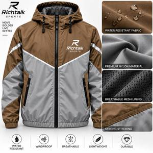 Chaqueta Bomber Personalizada para Hombre Richtalk, con Capucha, Resistente al Viento, Transpirable, Diseño con Bloques de Color, Cierre de Cremallera con Logotipo Frontal, Forro Polar - Product Image 6