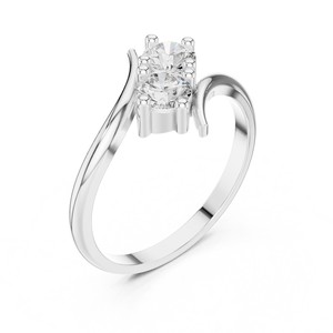 Bague élégante en or massif 14 carats avec diamant de laboratoire rond de 1 carat au design unique – Collection de bijoux solitaires raffinés - Product Image 3