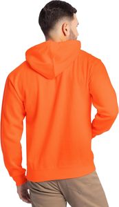 เสื้อฮู้ดผู้ชายสีส้ม ผ้าเฟรนช์เทอร์รี่ สีพื้น สวมใส่สบายๆ สำหรับฤดูใบไม้ร่วง ทรงปกติ ผ้าฝ้ายถัก 100% แขนยาว - Product Image 6
