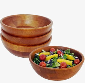 Tazón Redondo de Madera para Ensaladas, Hecho a Mano, Vajilla Natural para Servir y Mostrar Ensaladas al Mejor Precio - Product Image 1