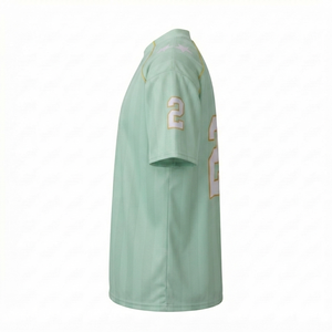 Maillot de football personnalisé à rayures vert menthe, manches courtes, col en V, chemise de sport athlétique, vente en gros OEM, uniforme d'équipe respirant - Product Image 3